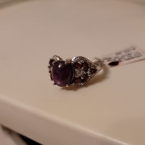 NWT 925 Steerling Silver "Star Ruby" Gemstone Ring. 1.10ctw Size 8